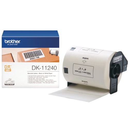 Brother - Ruban Étiquettes Code à Barres DK11240 Blanc 102x51mm - 600 Étiquettes/Rouleau
