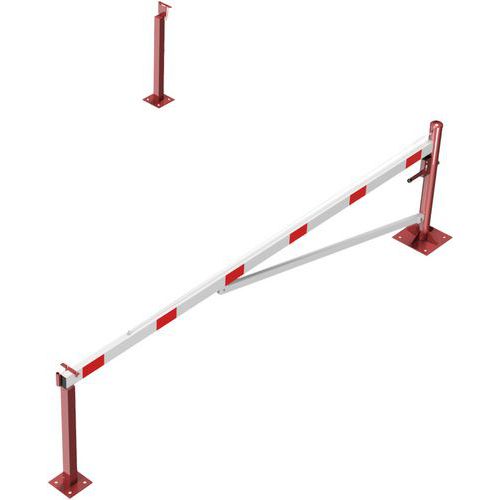 Schake - Barrière Pivotante Traverse à Cheviller Serrure - 4000 mm Rouge/Blanc - Hauteur 950 mm - Sécurité Voirie