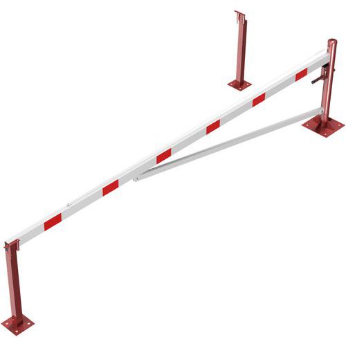 Schake - Barrière Pivotante Traverse à Cheviller Serrure - Rouge/Blanc - 4500 mm - Sécurité Voirie Robuste