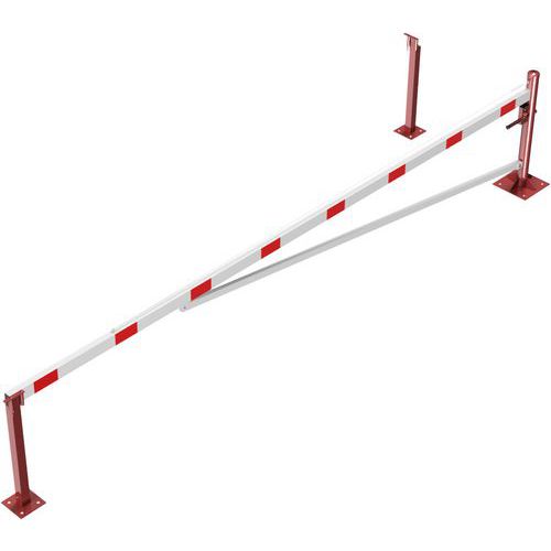 Schake - Barrière Pivotante à Cheviller avec Blocage - 5500mm Rouge/Blanc - Voirie Robuste et Sécurisée