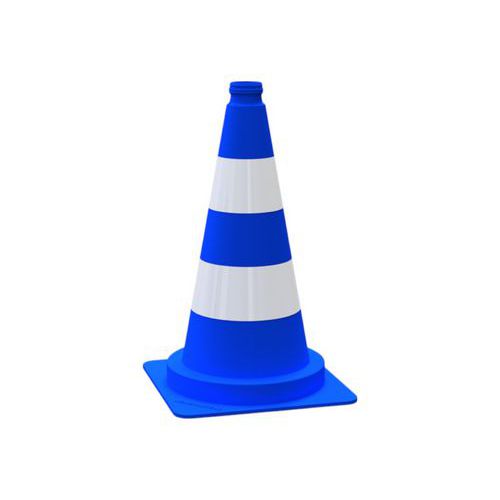 Schake - Cône de guidage bleu/blanc 50 cm - Usage chantier - Visibilité accrue