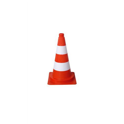 Schake - Cône de signalisation PVC Rouge/Blanc - Hauteur 750 mm - Usage Chantier