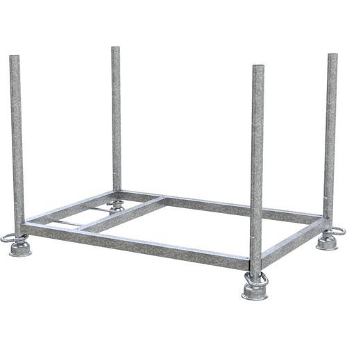 Schake - Palette empilable en acier - 1300x900x700mm - Gris/argent - Charge 1000kg - 4 plots