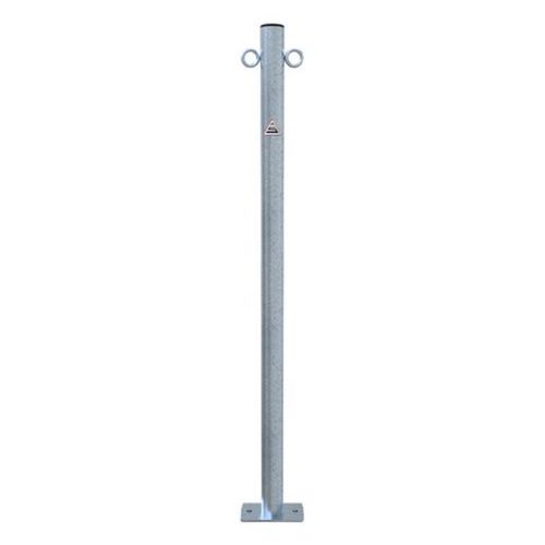 Schake - Poteau de dissuasion à cheviller - Galvanisé - 900mm - 2 anneaux - Fixation à visser - Usage extérieur