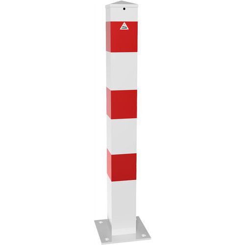 Schake - Poteau à cheviller sans anneau - 100x100x3mm - Rouge/Blanc - Usage Chantier