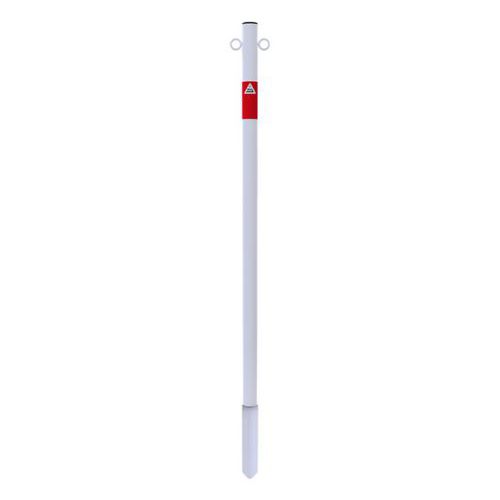 Schake - Poteau à enfoncer bandes réfléchissantes 2 anneaux - Rouge/blanc 900mm - Barrière de protection chantier