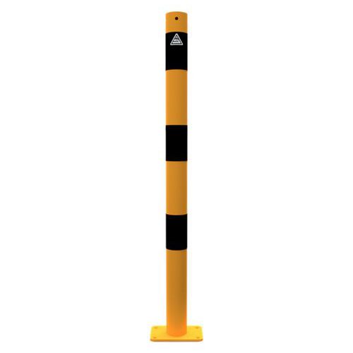 Schake - Poteau à cheviller avec platine Jaune/Noir Ø60x2,5mm - Hauteur 900mm - Protection permanente extérieure