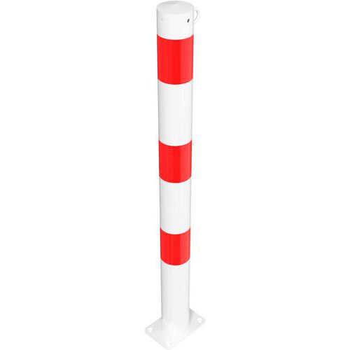 Schake - Poteau à cheviller réfléchissant avec anneau - Ø76mm - Blanc/Rouge - Fixation à visser - Usage chantier