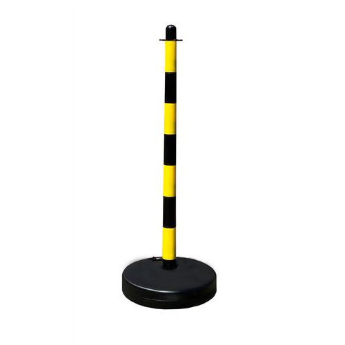 Schake - Poteau de chantier avec pied emplissable - Jaune - Sangle 0.9m Noir/jaune - Lest 2kg - Extérieur