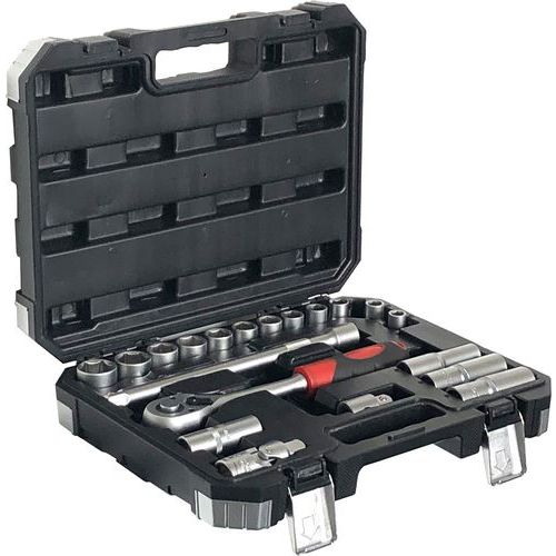 Schake - Kit Clé à Cliquet Réversible et Douilles 20 Pièces Chrome - Outillage à Main Polyvalent
