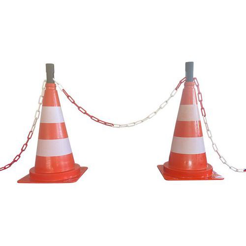Schake - Chaîne et maillons plastique 6mm rouge/blanc - 25m - Usage chantier