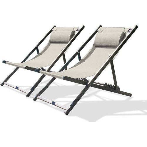 Lot de 2 - Chilienne De Jardin En Toile Et Aluminium-anthracite
