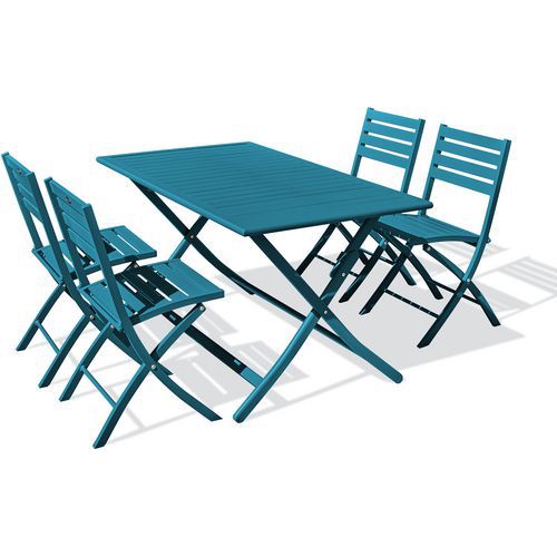 Ensemble De Jardin Marius-4 Places-bleu Canard-140x80cm