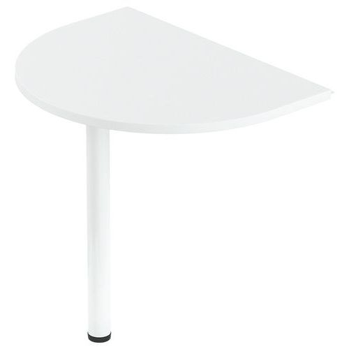 MBA - Extension de bureau Isia 1/2 ronde 60x80cm - Blanc/Blanc - 40% recyclé - PEFC