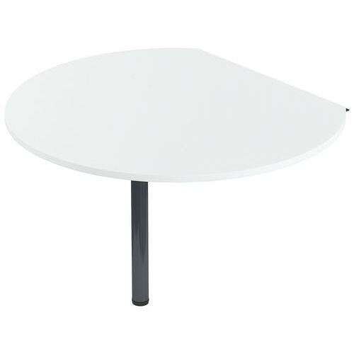 MBA - Extension de bureau ronde Isia 105x120 cm - Plateau blanc, piétement métal blanc/anthracite - 40% recyclé, éco-responsable