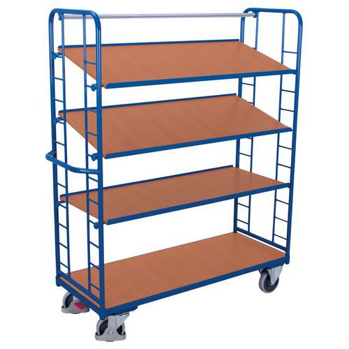 Variofit - Chariot haut 4 plateaux bois - 1355x550mm - 250 Kg - Ergonomique et Robuste