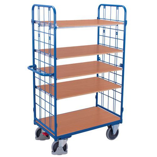 Variofit - Chariot à étagères haut 5 plateaux - 400 kg - 1780x1035 mm - Bleu Hêtre - Monté