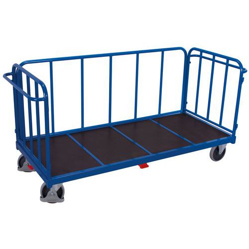 Variofit - Chariot de manutention industriel SW-2017 - 500 kg - 3 parois tubulaires - Roulettes pivotantes Ø 200 mm