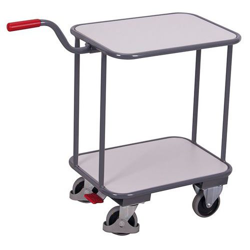 Variofit - Chariot ESD 2 plateaux avec poignée - Charge 200 kg - Acier Gris - Roulettes pivotantes 125 mm