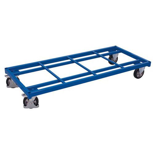 Variofit - Chariot de manutention industriel lourd - 1200 kg - 1680x880 mm - Roulettes TPE 200 mm - Bleu