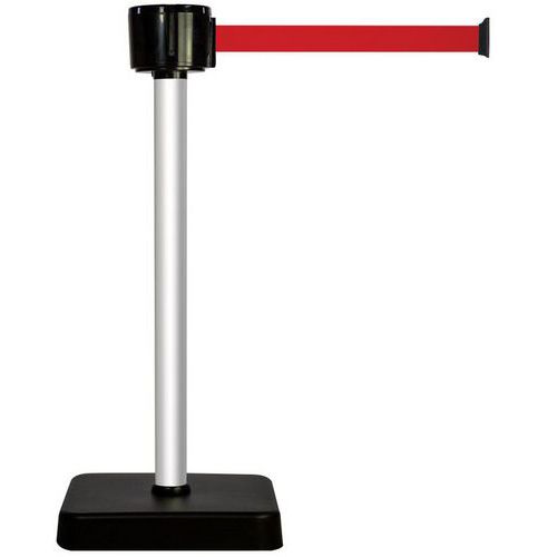 Novap - Poteau à sangle 12m Rouge - Socle Mobile Intérieur/Extérieur - Argent/Noir