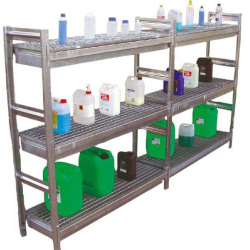 MDM - Rayonnage de rétention galvanisé - Élément suivant - 1800x1420x500mm - 3 tablettes - 320kg/tablette - Rétention 100L