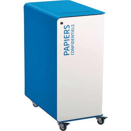 Borne De Tri 90l Serrure Et Roulettes Blanc / Bleu