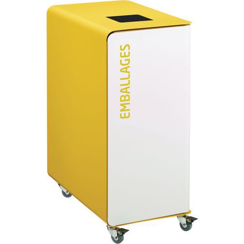 Borne De Tri 90l Roulettes Sans Serrure Blanc / Jaune
