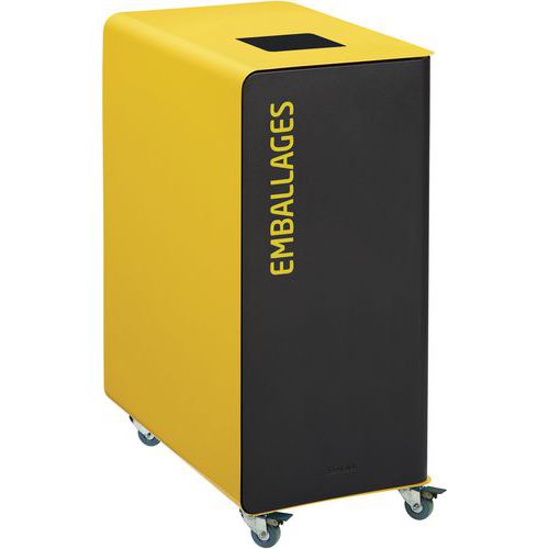 Borne De Tri 90l Roulettes Sans Serrure Manganese / Jaune