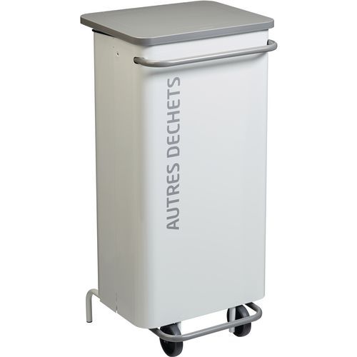 Poubelle De Tri Mobile 110l Autres Déchets Blanc / Gris