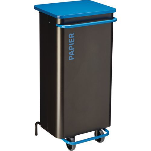 Poubelle De Tri Mobile 110l Papier Manganese / Bleu