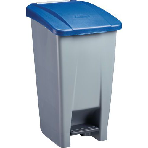 Poubelle Mobile à Pédale 60l Gris / Bleu