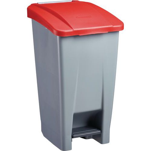 Poubelle Mobile à Pédale 60l Gris / Rouge