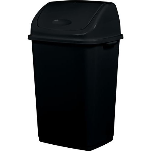 Poubelle Plastique Recyclé à Couvercle Basculant 50l Noir