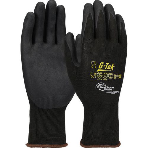 Gants PET enduction mousse nitrile ESD - Taille 12 - Noir - Protection Mécanique - Écran Tactile - Lot de 6 paires