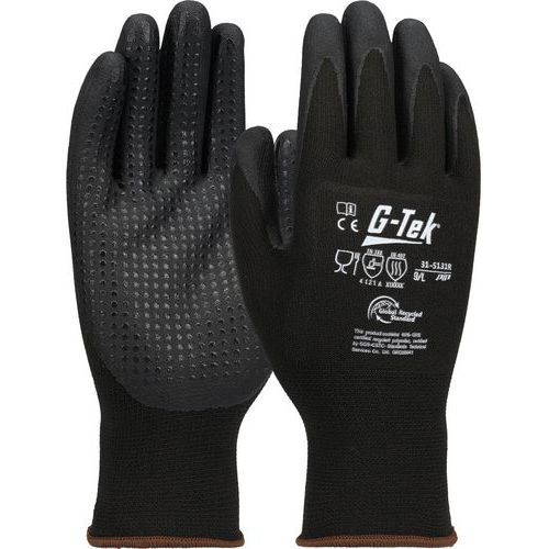Gants tricotés PET nitrile - Taille 7 - Protection mécanique - Écran tactile - Lot de 6 paires