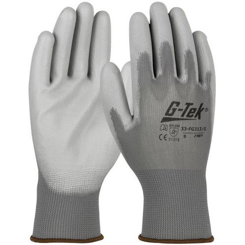 Gants tricotés polyester enduction polyuréthane - Taille 8 - Gris Foncé/Gris Clair - Protection Mécanique - Lot de 12 paires