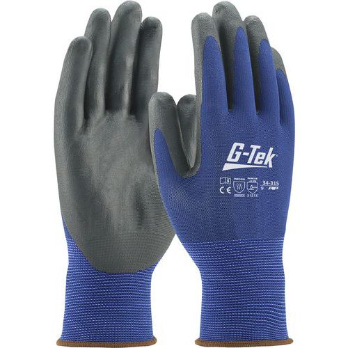 Gants de protection mécanique polyester enduction nitrile bleu taille 11 - Lot de 12 paires - Tactile et anti-chaleur