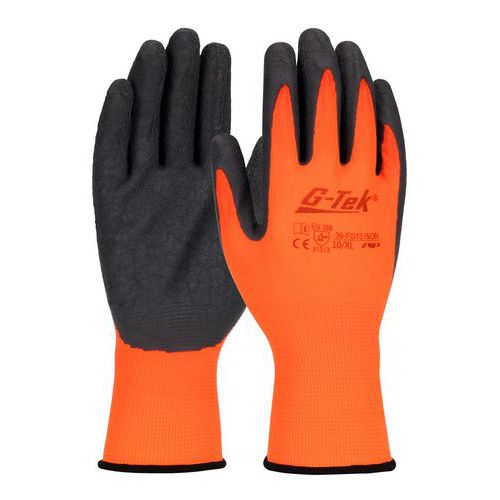 Gants de travail en tricot de nylon enduit de latex crêpé - Orange - Taille 9 - Lot de 12 paires - Protection et adhérence