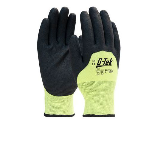 Gants anti-froid enduction 3/4 latex crêpé Jaune Clair Taille 9 - Lot de 6 paires - Protection et confort
