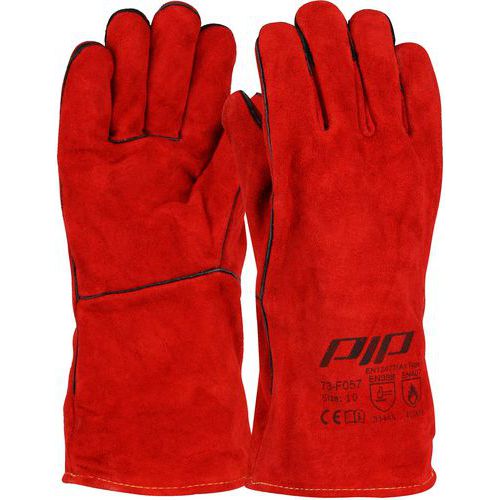 Gants De Manutention Soudeur Croûte Cuir Bovin - Rouge - Taille 10