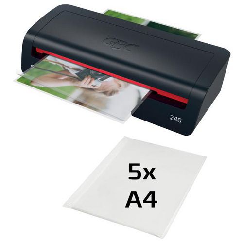 GBC - Plastifieuse 240 A4 Rouge/Noir - 45 cm/min - Préchauffage 2 min - Idéale pour Documents A4