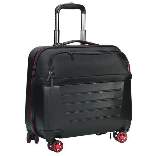 Sign - Trolley Pilot case multifonctions 4 roulettes ABS Noir Rouge 43cm - Robuste et Pratique