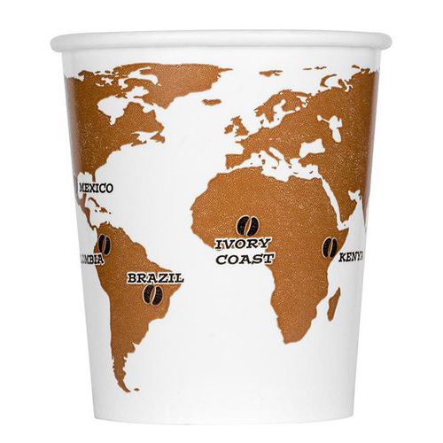 Matfer - Gobelets carton 'World Map' 10 cL - 1200 pièces - Recyclables