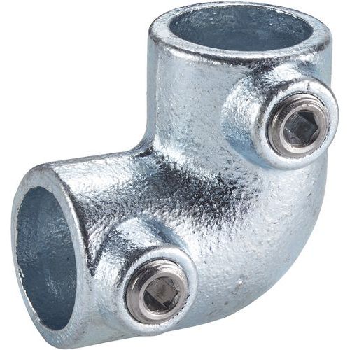 Mottez - Connecteur d'assemblage d'angle 90° - Acier Galvanisé 27mm - Raccord de barrière temporaire intérieur/extérieur