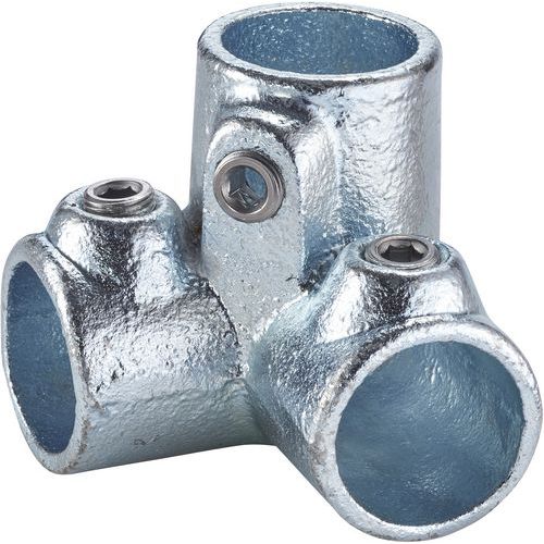 Mottez - Connecteur d'assemblage 3 branches - Diamètre 42mm - Acier galvanisé - Raccord à visser pour barrière et poteau