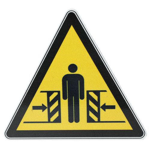 Manutan Expert - Panneau Danger Risque d'écrasement des membres - Aluminium Rigide Triangle 12 cm - Norme ISO 7010