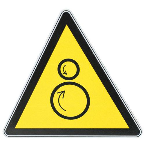Manutan Expert - Panneau Danger Rouleaux Contrarotatifs - Triangle Rigide Alu 10cm - Norme ISO 7010 - 10 Ans Garantie