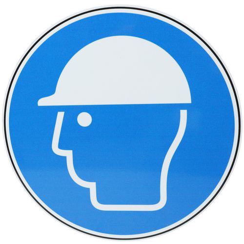 Manutan Expert - Panneau Obligation Casque Protection Rond Aluminium 200mm - Rigide ISO 7010