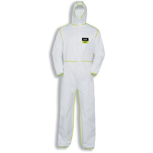 Uvex - Combinaison de travail à usage unique - Type 5/6 - Blanc/Jaune - Taille XXL - Protection Corps